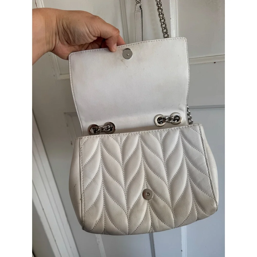 Kate Spade off white leather chain link crossbody bag